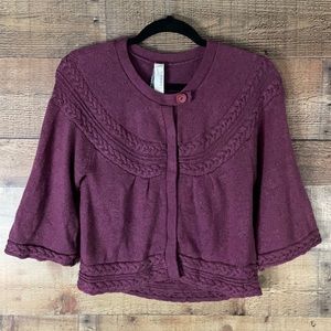 Fossil plum purple cropped cardigan sweater Size Small